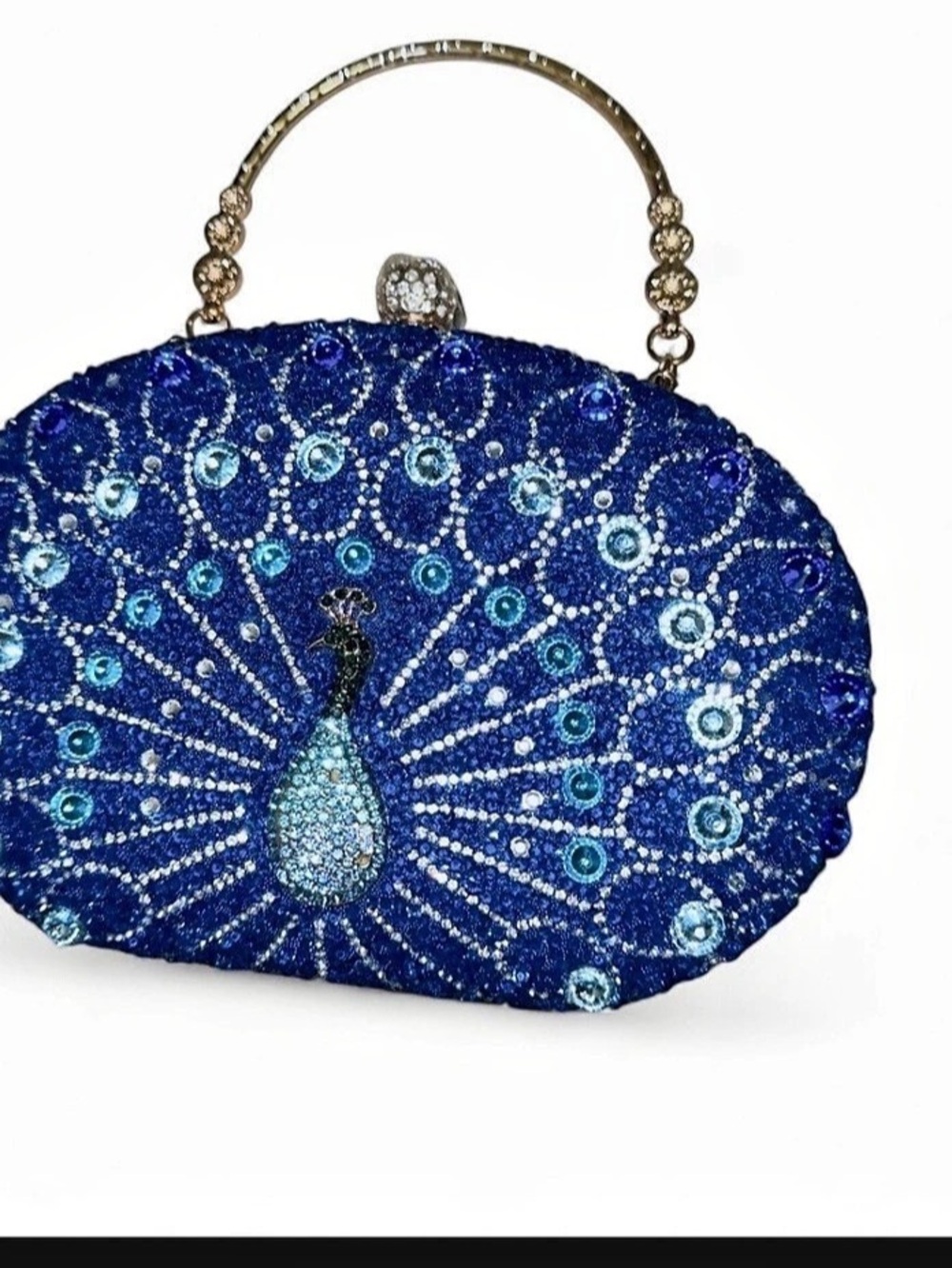 Jeweled Peacock Clutch in Blue Like New